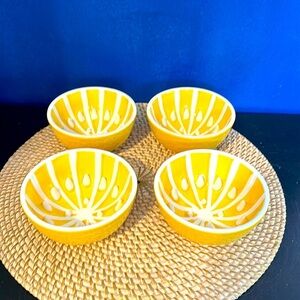 Set of 4 HAMMOND GROVES Citrus TEXTURED Fruit GRAPEFRUIT BOWL YELLOW/WHITE
